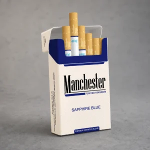 Manchester Sapphire Blue packaging photographed for a format and packaging profile page